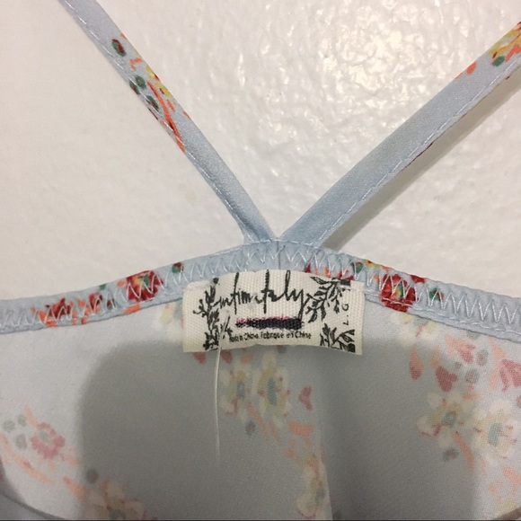 Free People Intimately FP Blue Floral Silk Slip Dress Size L NWOT - Picture 3 of 10